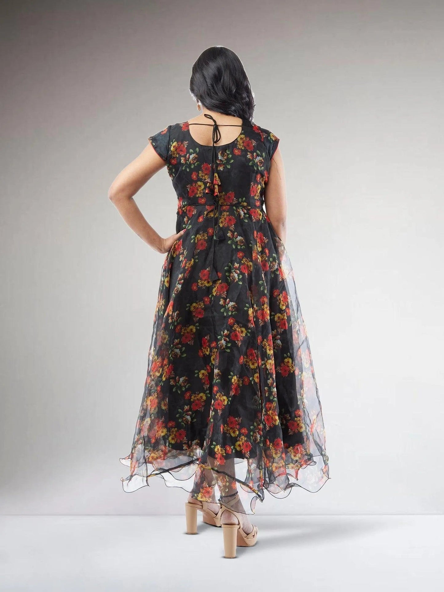 Black Organza Printed Anarkali Suit | Indian Attire For Women | Anarkali Dress | Indian Anarkalis | Indian Ethnic Wear