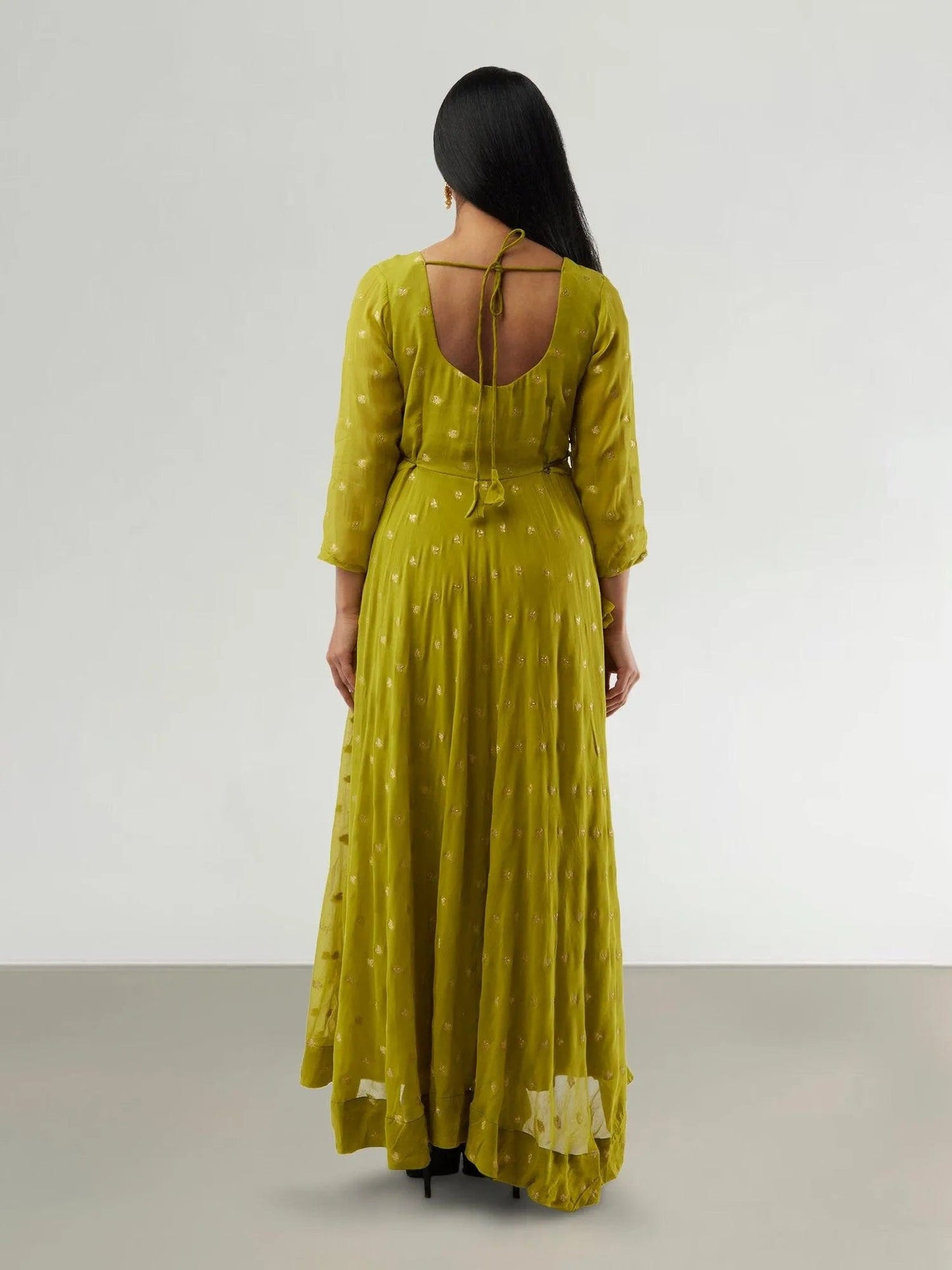 Green Banarasi Georgette Anarkali Dress with Gold Butta | Anarkali Suit | Anarkali Dress | Indian Anarkalis | Indian Ethnic Wear