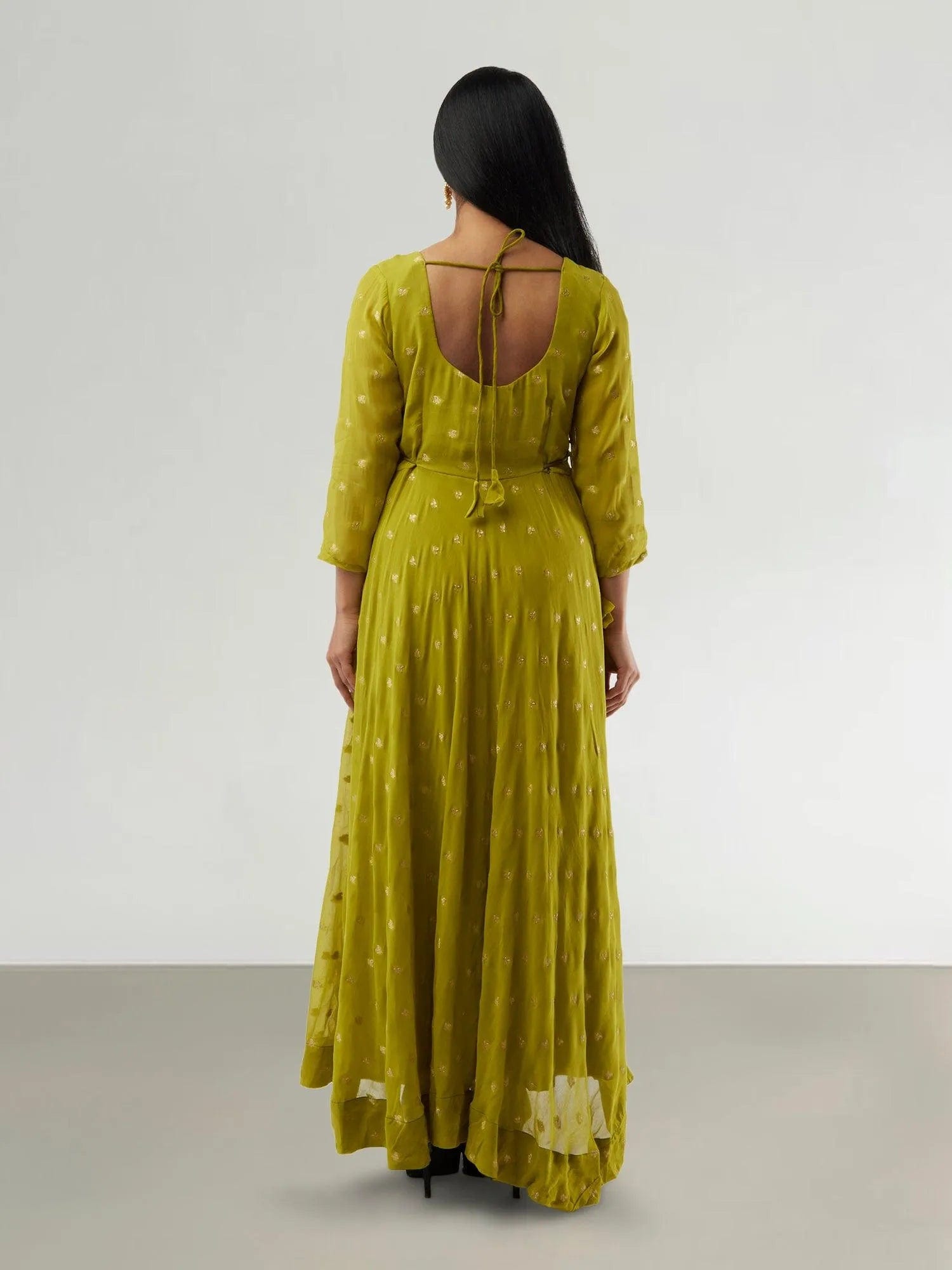 Green Banarasi Georgette Anarkali Dress with Gold Butta | Anarkali Suit  | Anarkali Dress | Indian Anarkalis  | Indian Ethnic Wear
