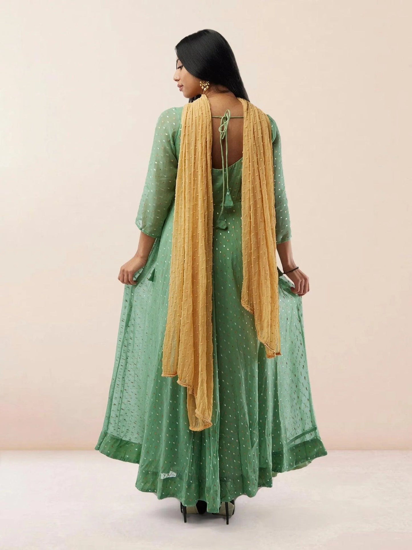 Sea Green Banarasi Georgette Anarkali Dress | Indian Ethnic Wear | Anarkali Suit | Anarkali Dress | Indian Anarkalis | Indian Dresses From India
