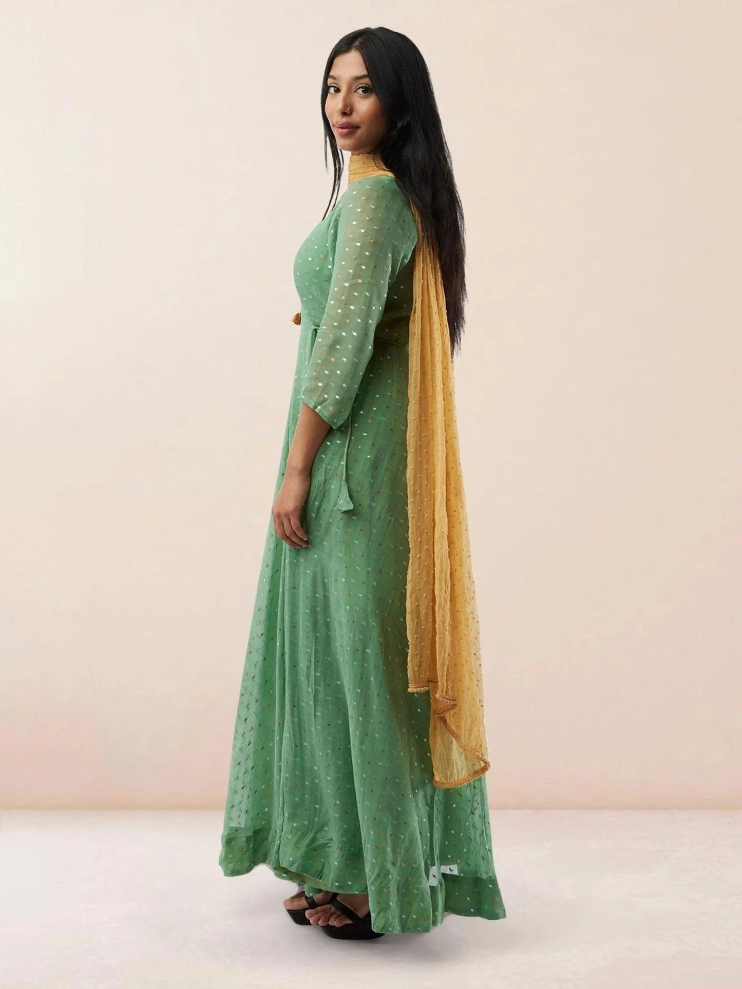 Sea Green Banarasi Georgette Anarkali Dress  | Indian Ethnic Wear | Anarkali Suit | Anarkali Dress | Indian Anarkalis  | Indian Dresses From India