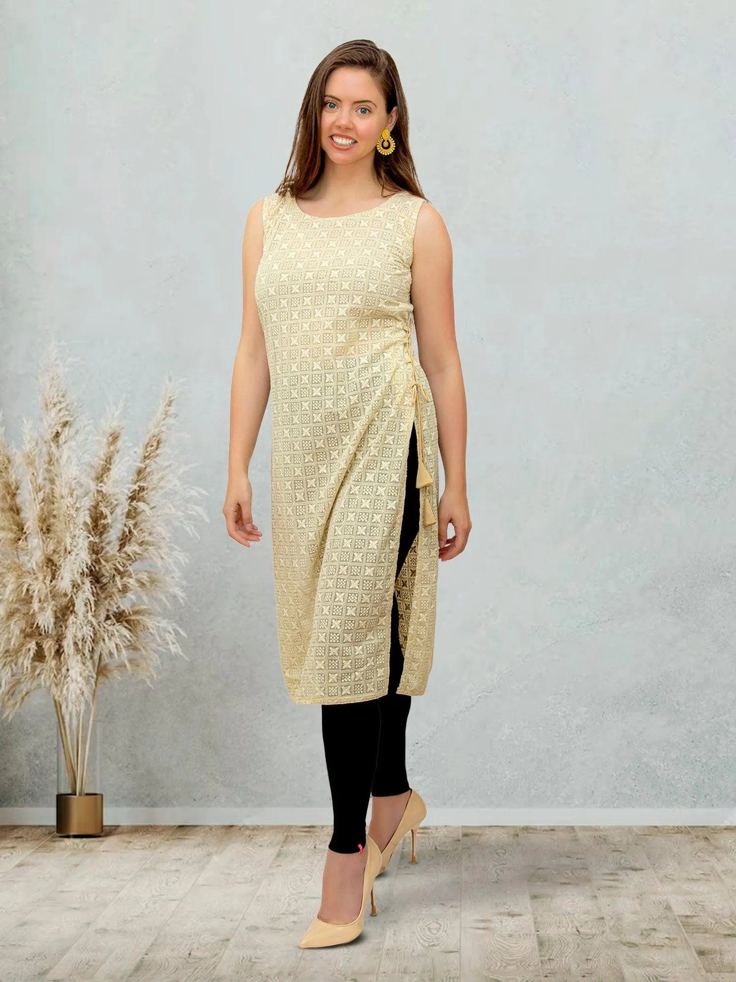 Cream Kurta with Chikankari Work | Indian Kurtis for Women | Indian Ethnic Wear | Chikankari Kurti | Indian Kurtas for Women | Indian Attire For Women | Tunics From India