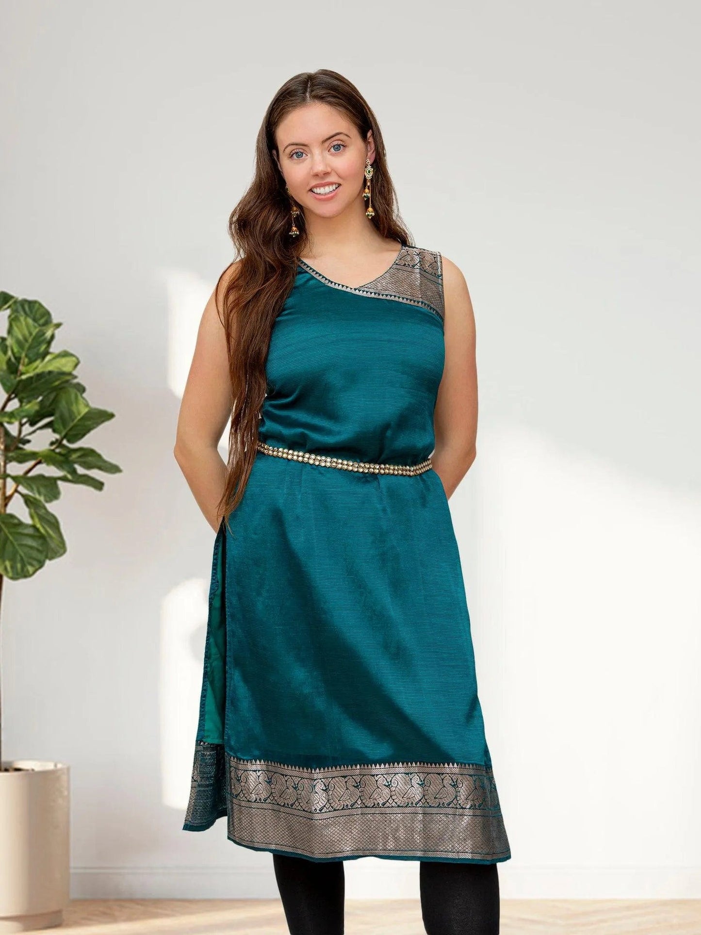 Dark Green Silk Kurta | Indian Kurtis for Women | Indian Ethnic Wear | Mangalagiri silk | Indian Kurtas for Women | Indian Attire For Women | indian contemporary clothing