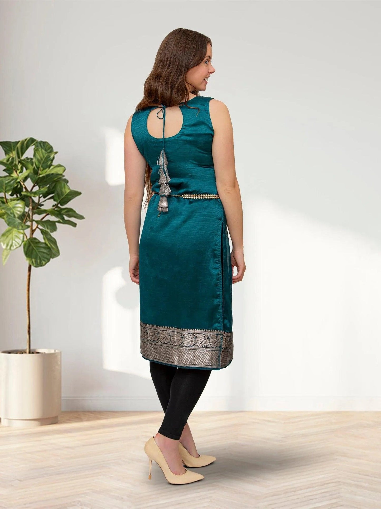 Dark Green Silk Kurta | Indian Kurtis for Women | Indian Ethnic Wear | Mangalagiri silk | Indian Kurtas for Women | Indian Attire For Women | indian contemporary clothing