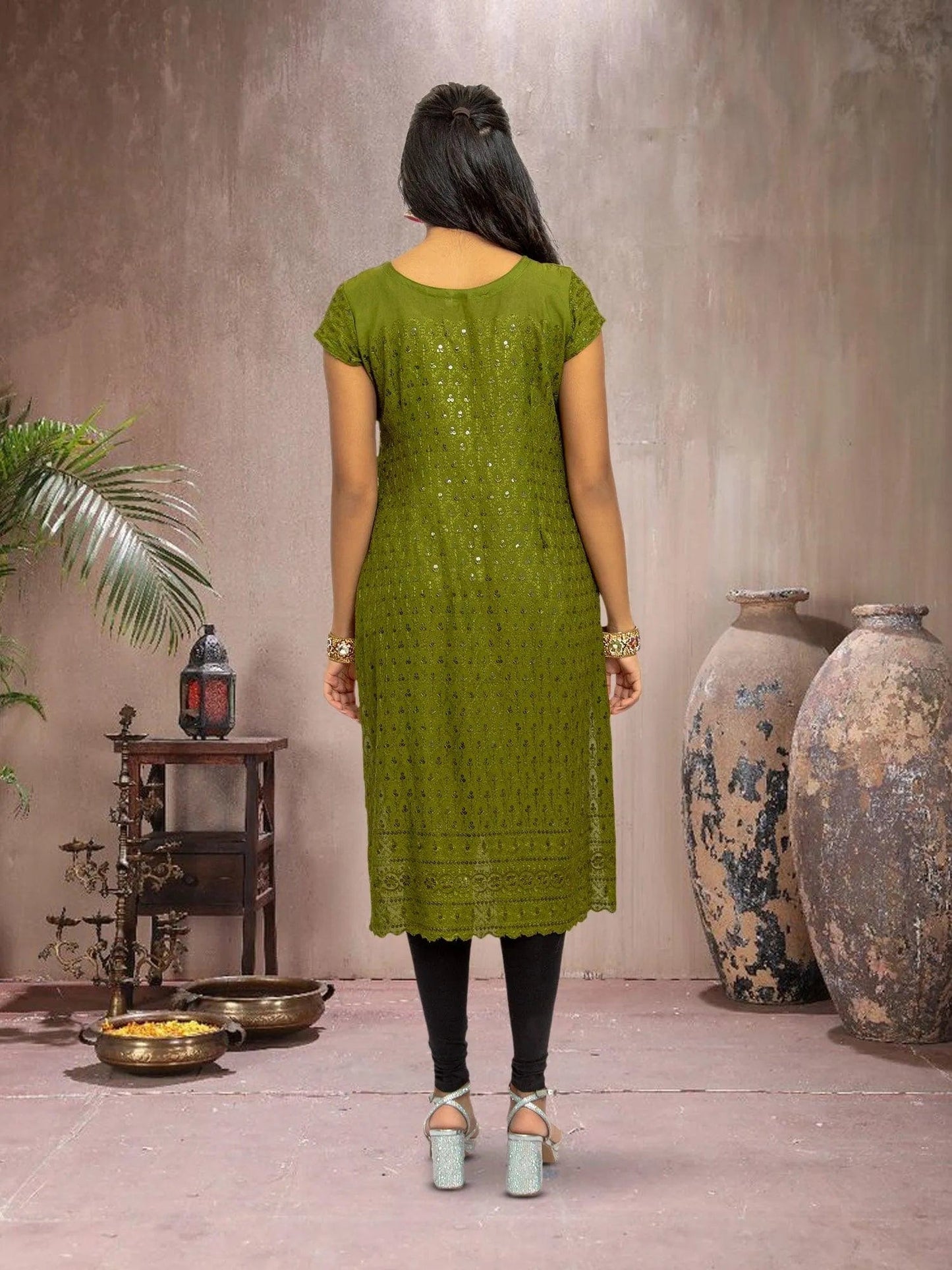 Green Kurta With Chikankari Work | Indian Kurtis for Women | Indian Ethnic Wear | Chikankari Kurti | Chikankari Georgette | Indian Kurtas for Women | Indian Attire For Women