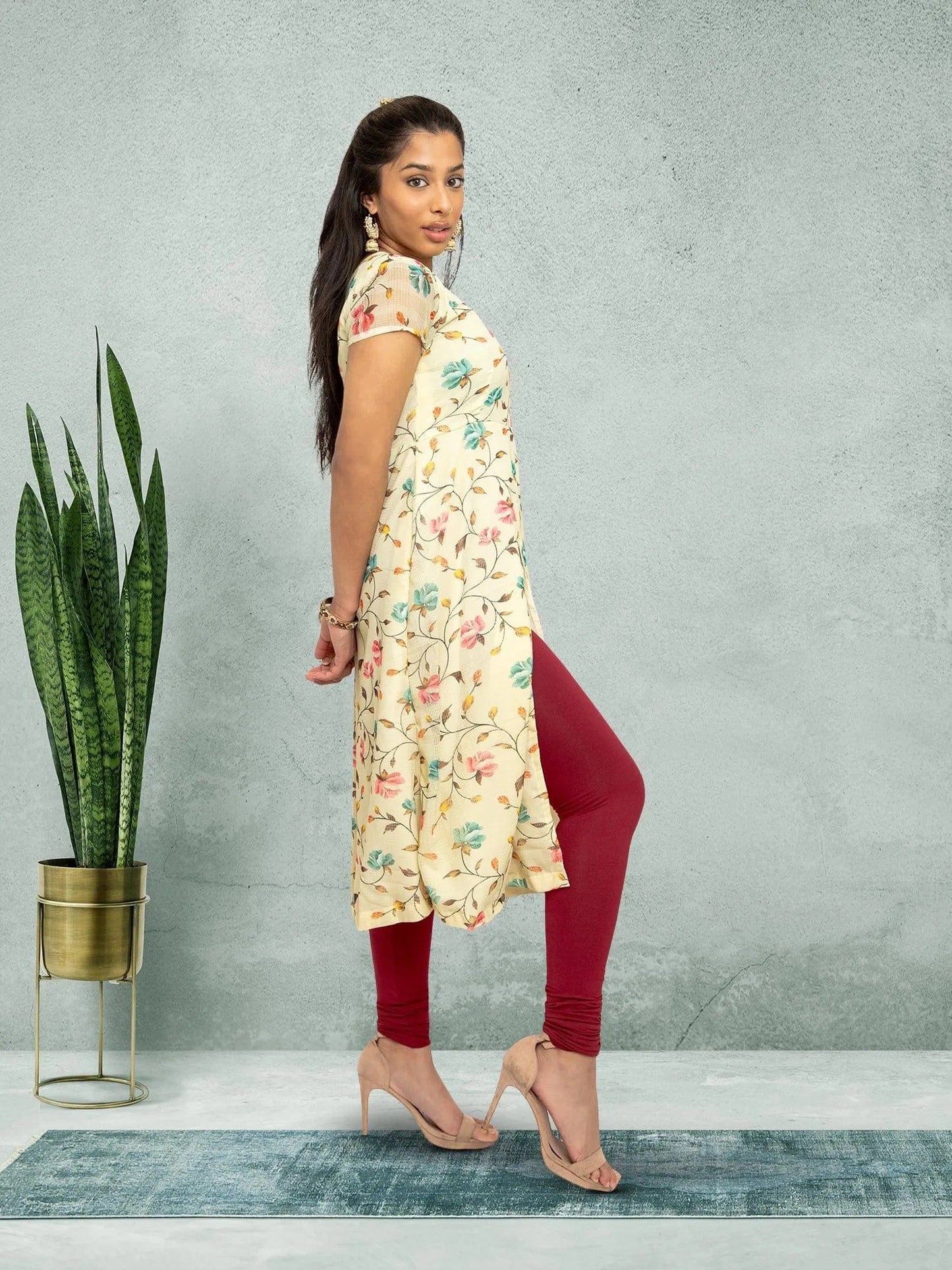 Light Ivory Color Printed Kurta | Indian Kurtis for Women | Indian Ethnic Wear | Chiffon | Ivory Color Dresses | Indian Kurtas for Women | Indian Attire For Women