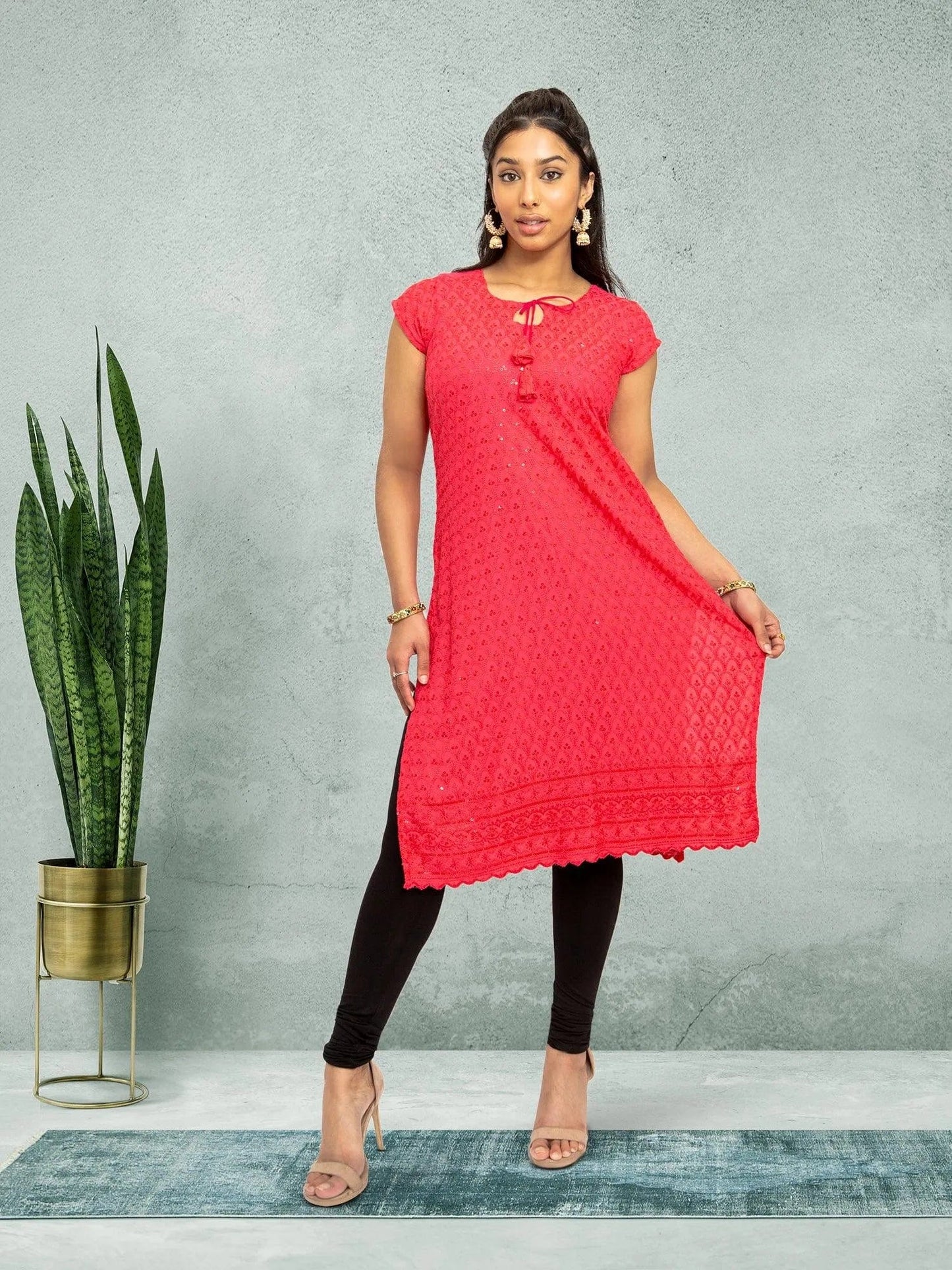 Pink Kurta With Chikankari Work | Indian Kurtis for Women | Indian Ethnic Wear | Chikankari Kurti | Chikan Embroidery Kurti | Indian Kurtas for Women
