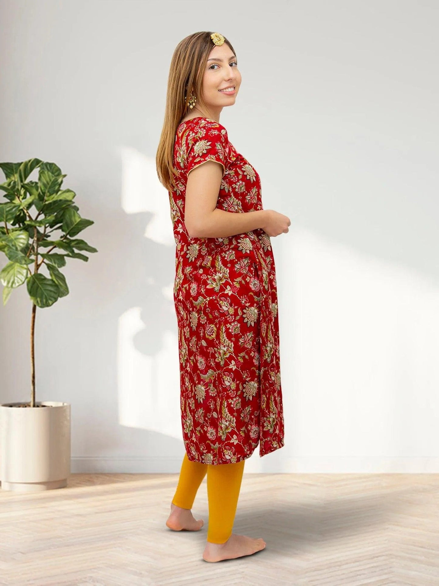 Red Flower Print Kurta | Indian Kurtis for Women | Indian Ethnic Wear | Rayon | Indian Dresses From India | Indian Kurtas for Women | Tunics From India