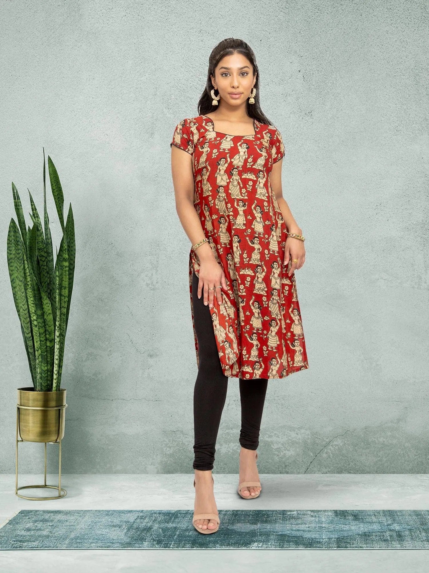 Red Printed Kurta, Tranquil Threads Muvvas Boutique