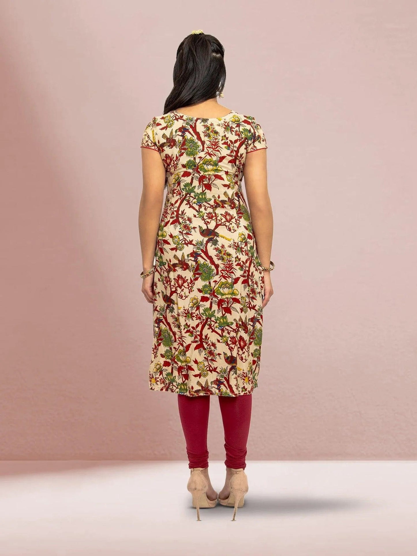 Warm Ivory Color Printed Kurta | Kalankari Silk | Indian Kurtis for Women | Indian Ethnic Wear | Ivory Color Dresses | Indian Attire For Women | Casual Indian Wear