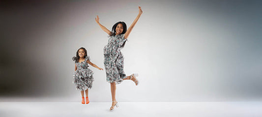 indo western dress|White and Blue Kalankari Print | Mother Daughter Dress Matching