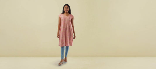kurti|Pink with Gold Rayon Kurta  | Indian Kurtis for Women | Indo Western Dress | Modern Indian Wear | formal indian dress | Indo Western Outfits