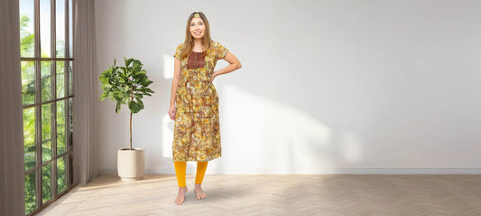 Kurta Effortless Cotton Style  |Brown and Cream Printed Kurta | Indian Kurtis for Women | Indian Ethnic Wear | Rayon | Indian Kurtas for Women | Indian Attire For Women | Casual Indi