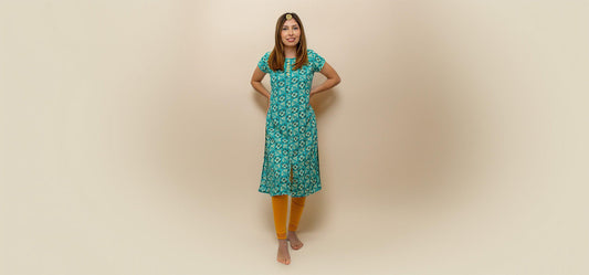 Blue and Cream Printed Kurta | Indian Kurtis for Women | Indian Ethnic Wear | Indian Kurtas for Women | Indian Attire For Women | Casual Indian Wear