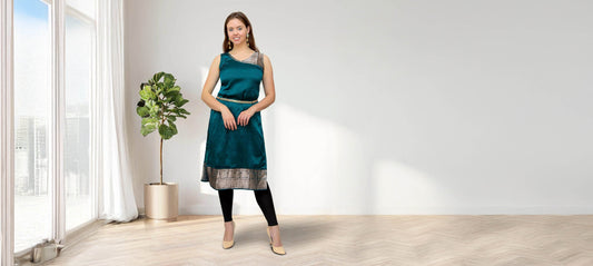 kurti|Dark Green Silk Kurta | Indian Kurtis for Women | Indian Ethnic Wear | Mangalagiri silk | Indian Kurtas for Women | Indian Attire For Women | indian c