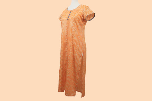Orange Printed Kurta - Casual Rayon Wear | Muvvas Boutique