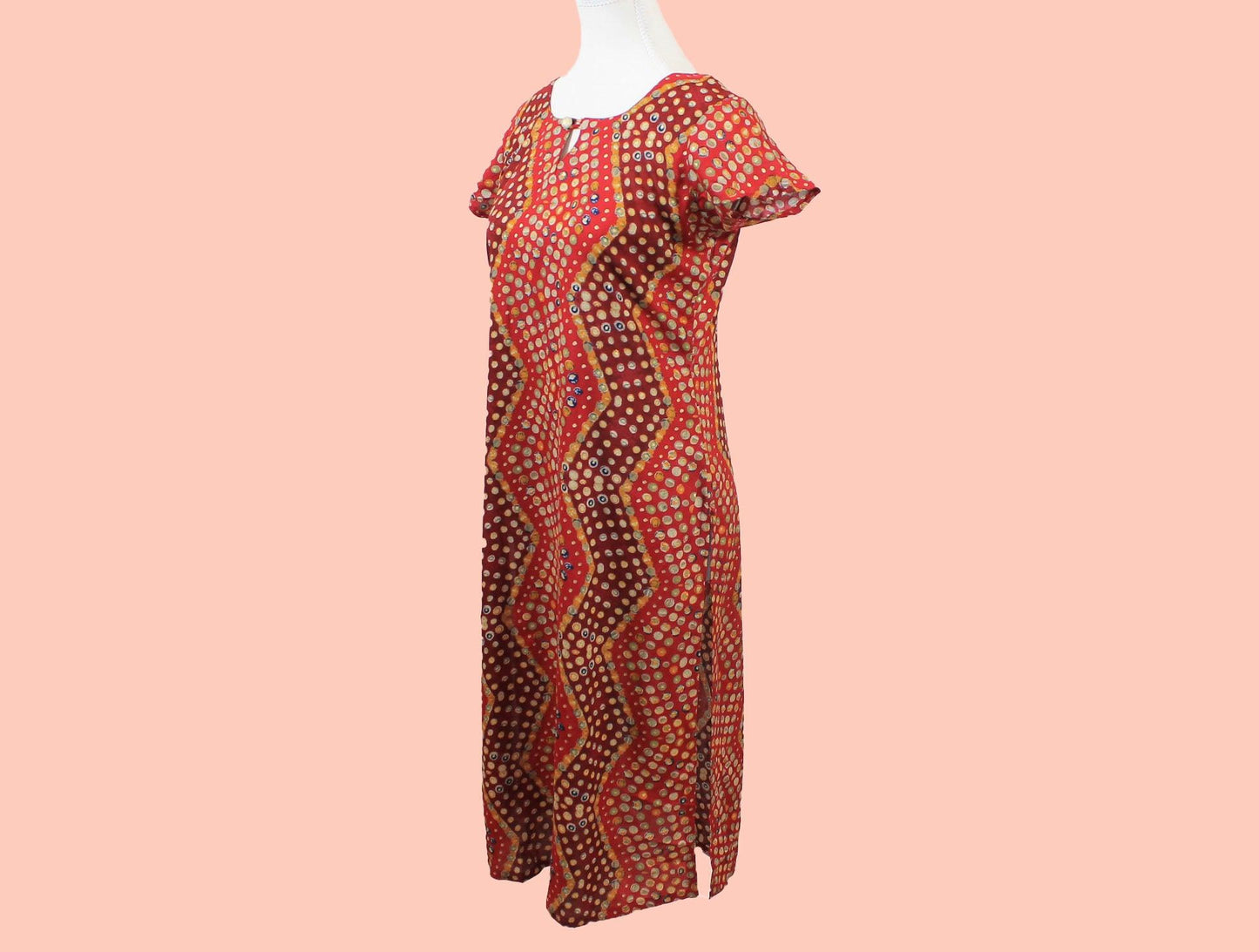 Red & Maroon Polka Dot Print Kurta - Casual Rayon Wear | Muvvas Boutique