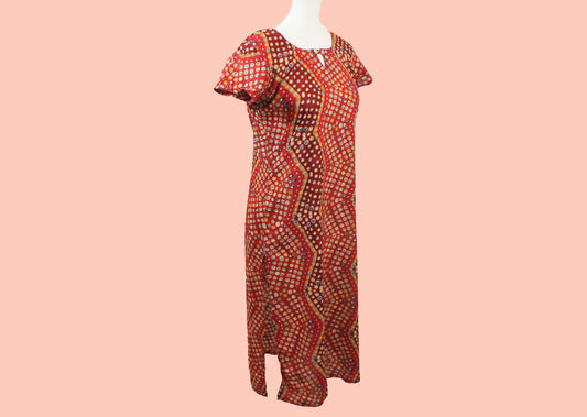 Red & Maroon Polka Dot Print Kurta - Casual Rayon Wear | Muvvas Boutique