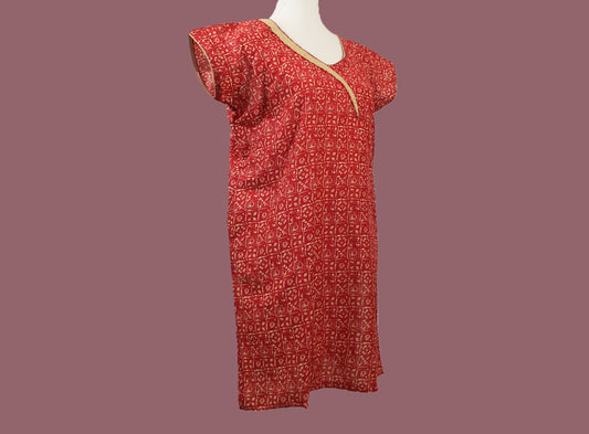 Pink Printed Kurta - Casual Cotton Attire | Muvvas Boutique