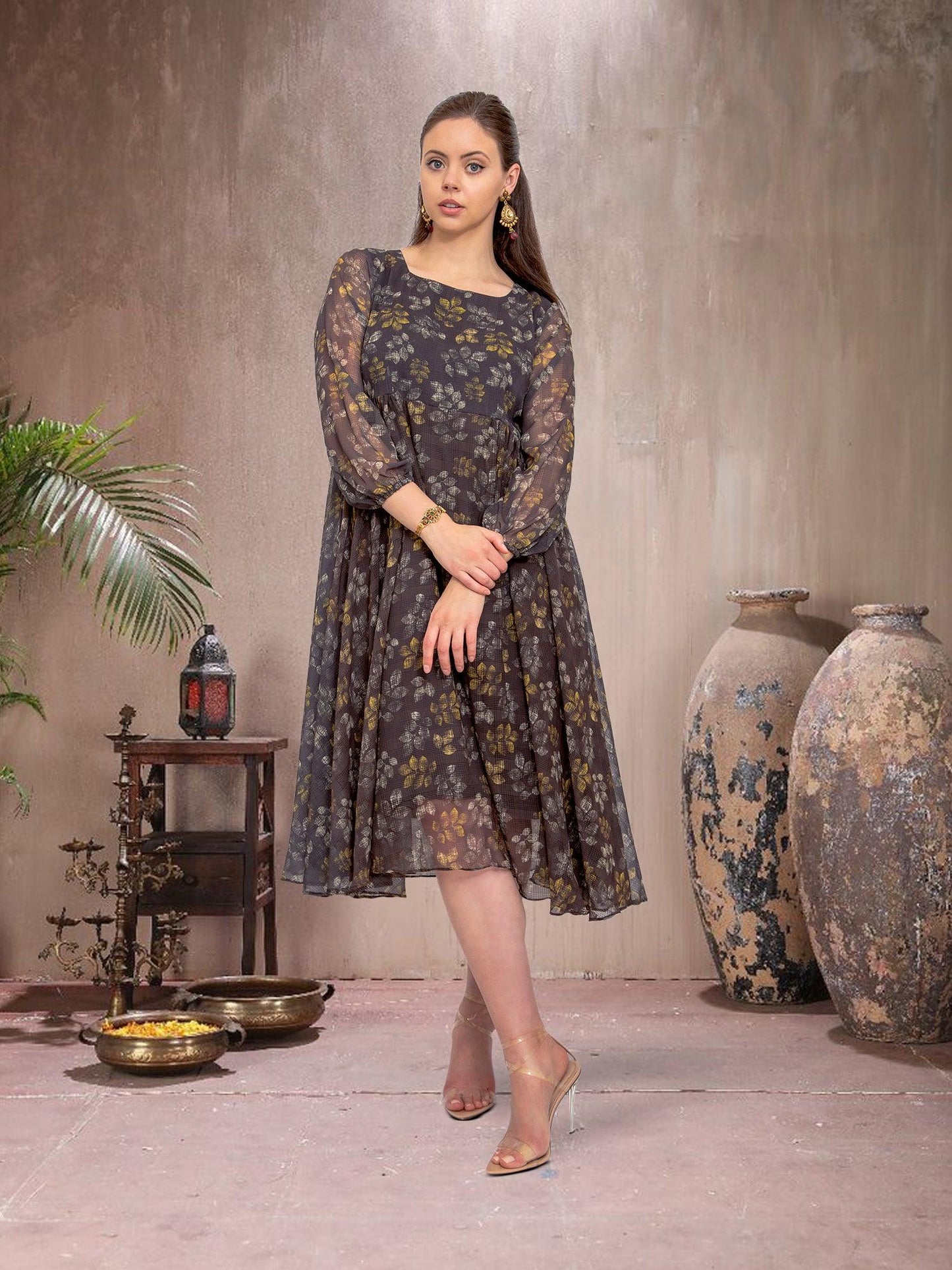 Black Long Sleeves Dress - Elegant Fusion Style | indian party dress for women | indian wear usa  | Indo Western Outfits | indian dresses for women party wear | Indian Ethnic Wear | Indian Attire For Women