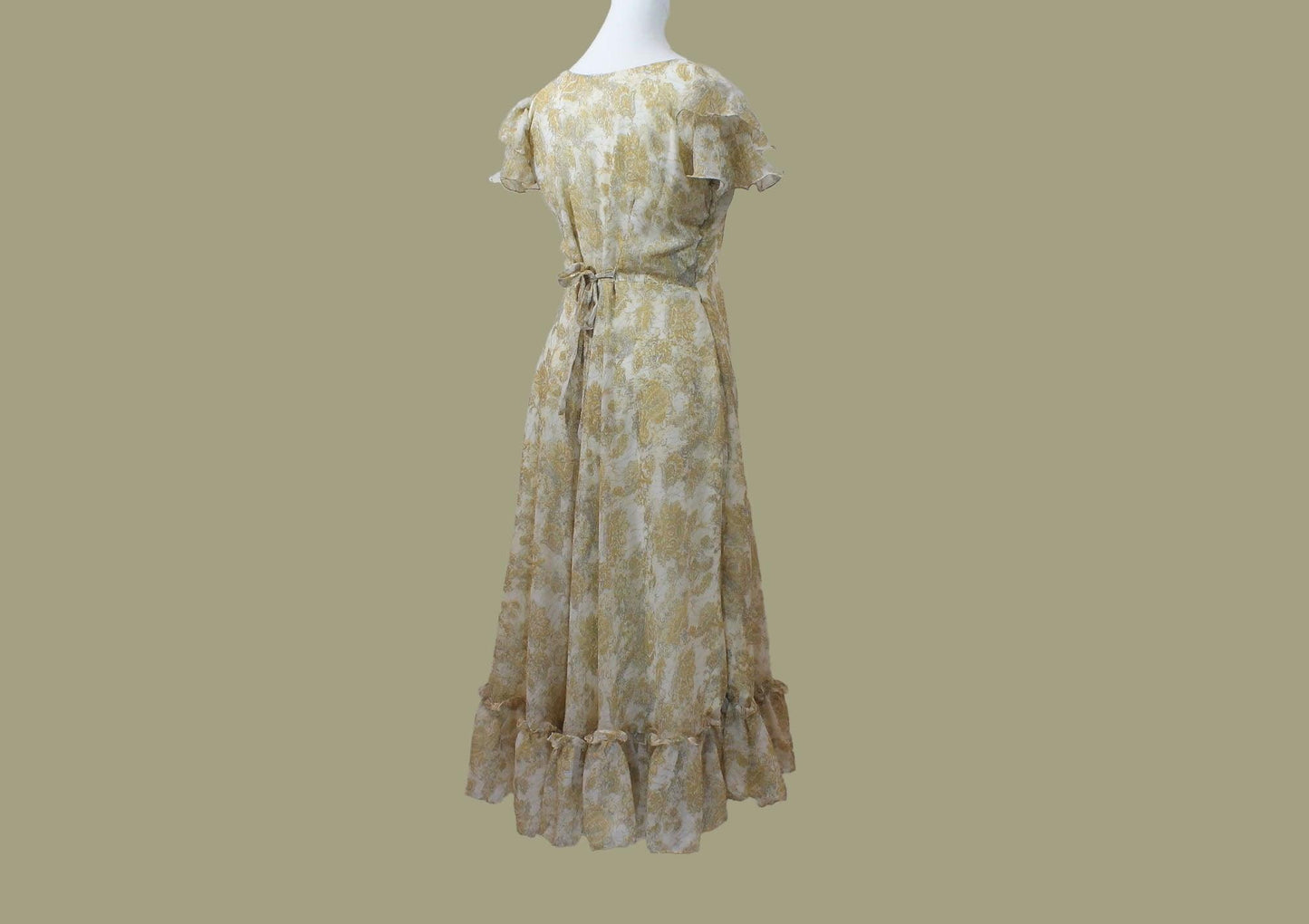 Indian-Western Kurta Beige Ivory Dress | Printed Chiffon | Muvvas Boutique