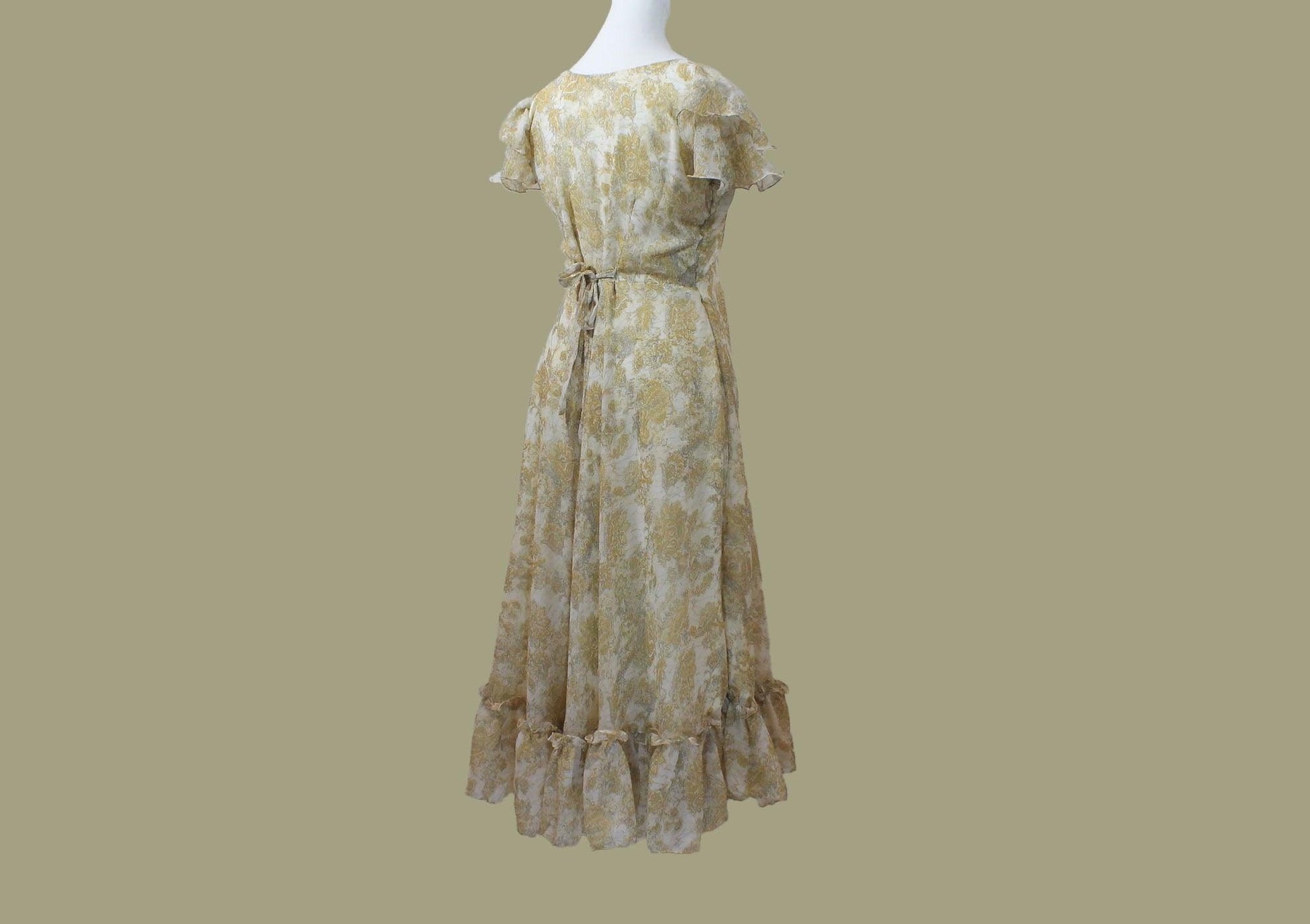 Indian-Western Kurta Beige Ivory Dress | Printed Chiffon | Muvvas Boutique