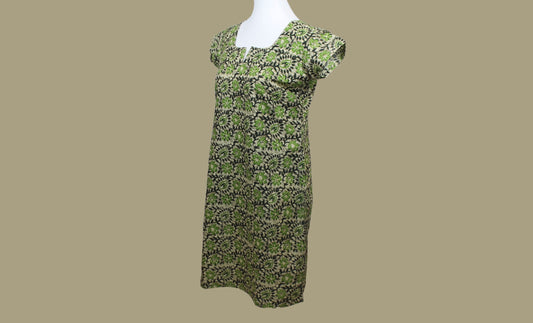 Cream, Black and Green Printed Kurta | Indian Kurtis for Women | Cotton| Muvvas Boutique