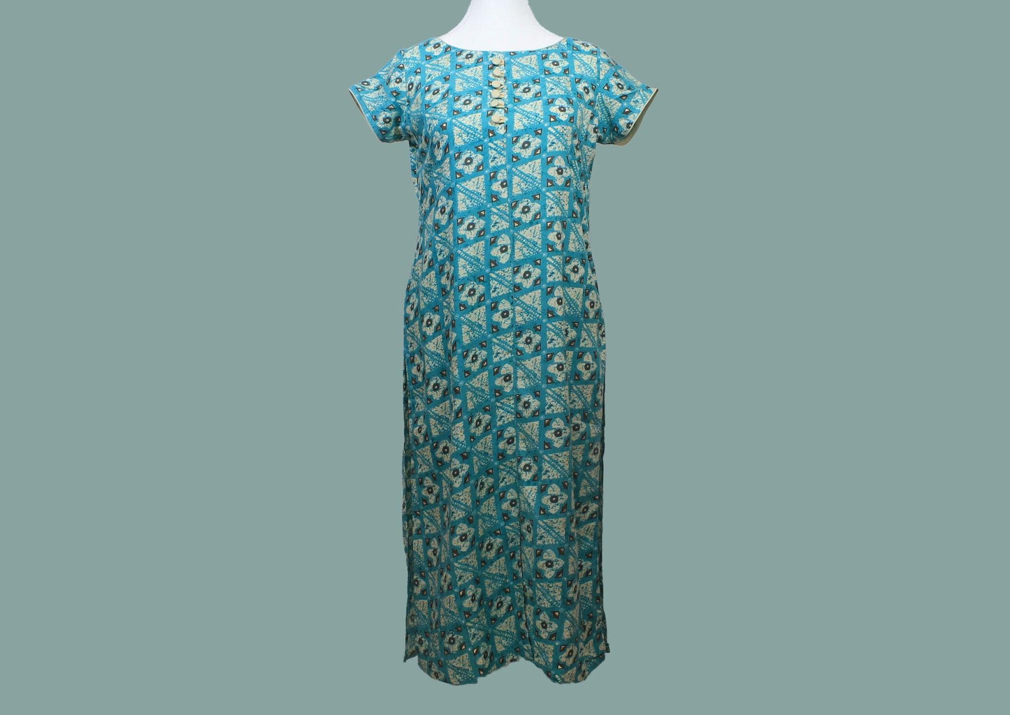 Tranquil Threads - Blue and Cream Printed Kurta