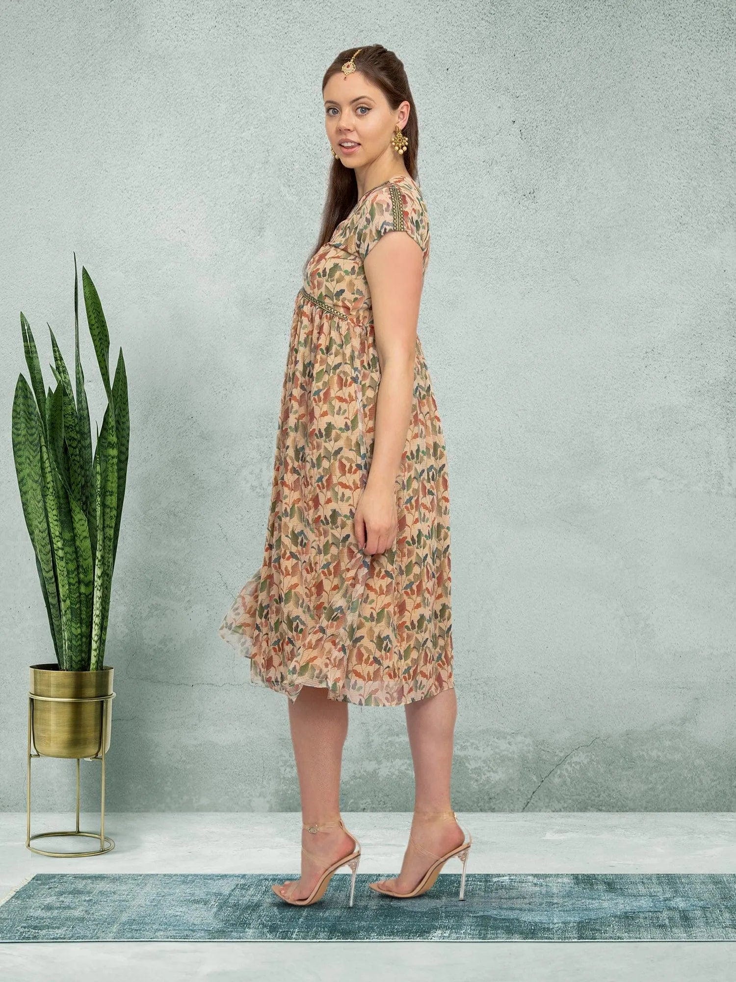 Cream Knee-Length Dress | Harmony Hues | Muvvas Boutique Cream Knee-Length Dress | Harmony Hues | Muvvas Boutique
