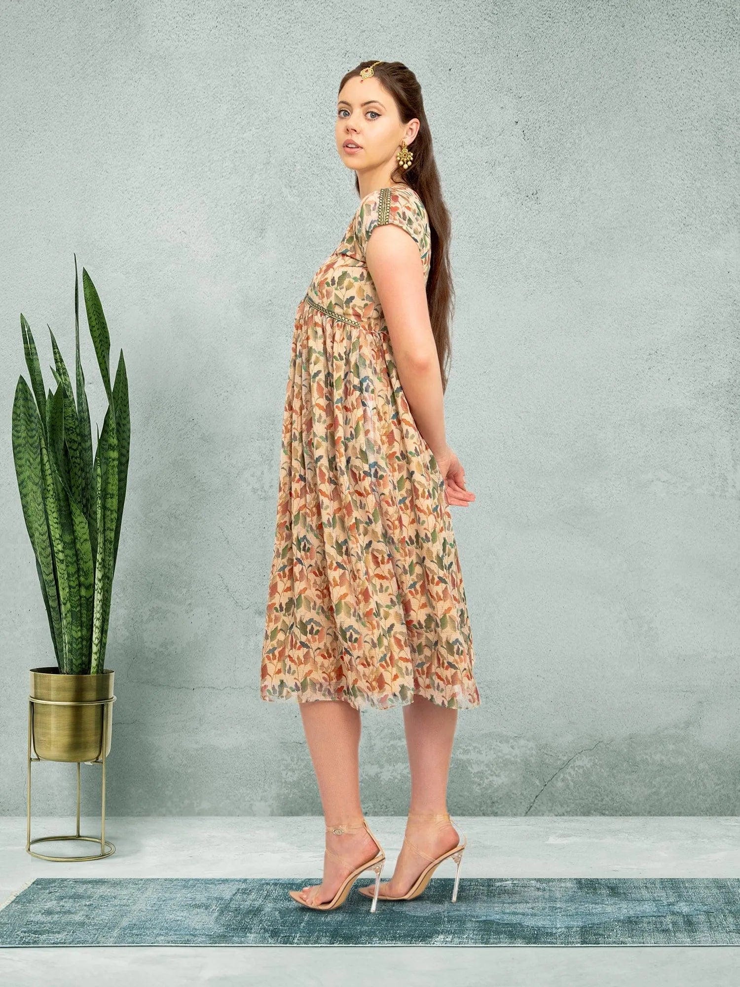 Cream Knee-Length Dress | Harmony Hues | Muvvas Boutique Cream Knee-Length Dress | Harmony Hues | Muvvas Boutique