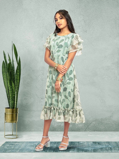 Green and White Printed Dress | Harmony Hues | Muvvas Boutique Green and White Printed Dress | Harmony Hues | Muvvas Boutique