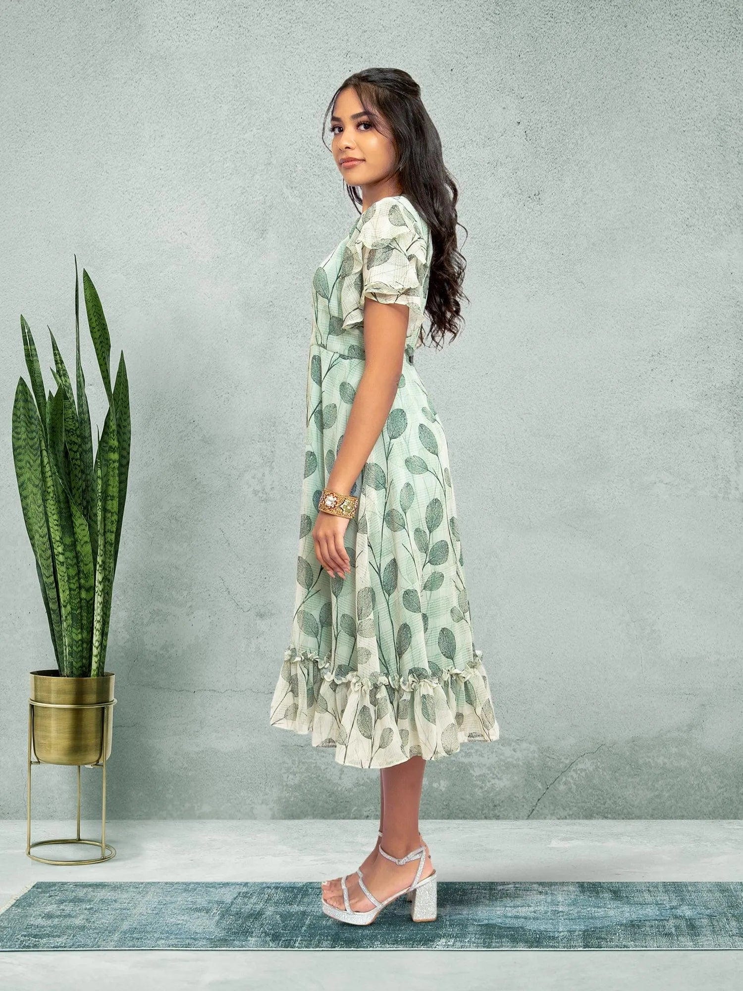 Casual quarturn printed frock Gathered