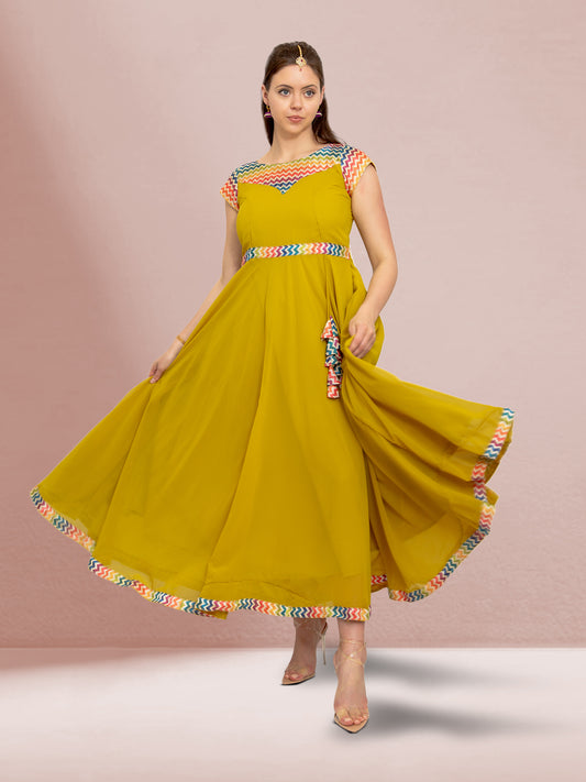 Yellow Fusion Flare Dress | Harmony Hues | Muvvas Boutique
