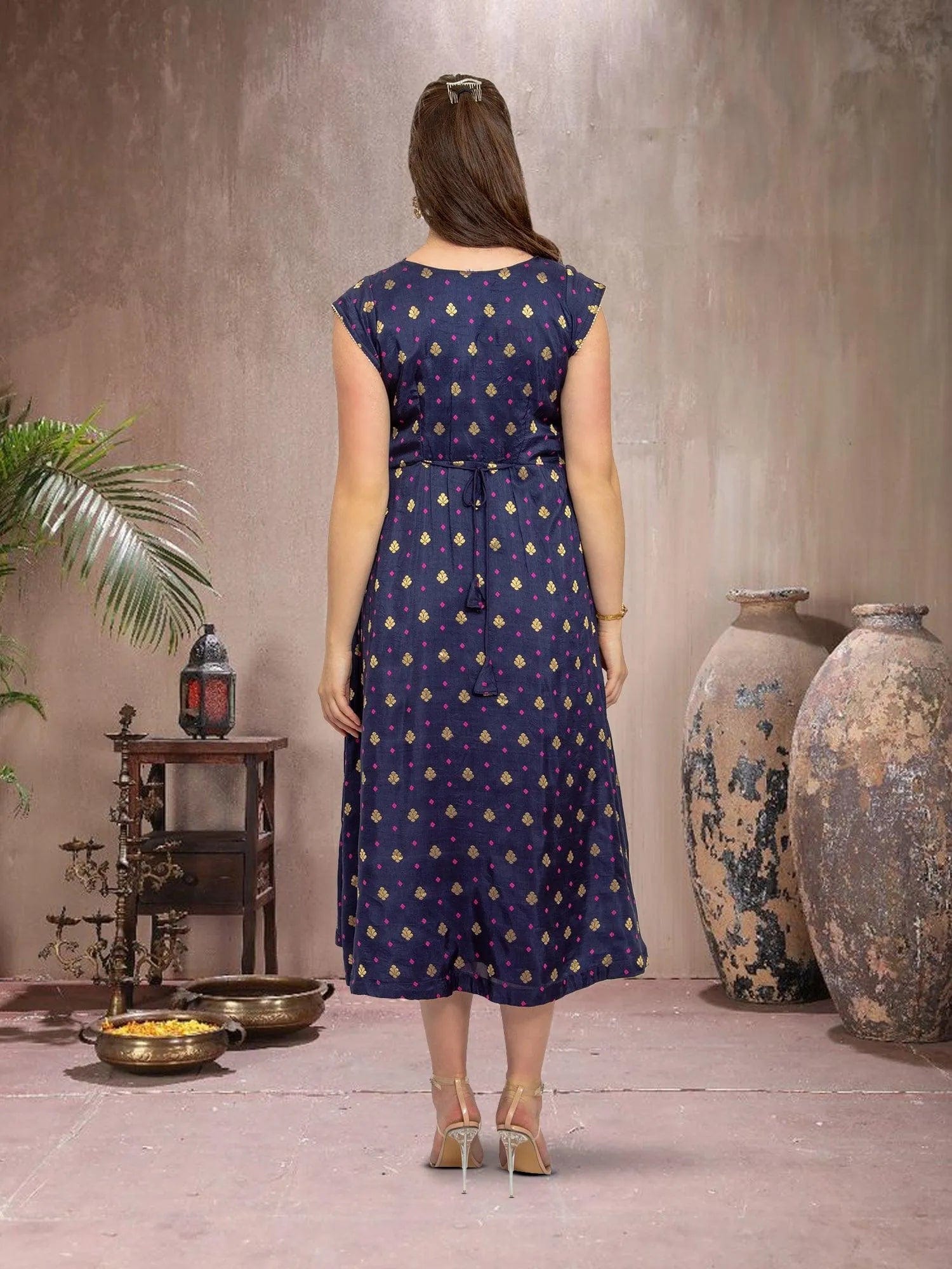 Buy EthnoChic Midnight Blue Silk Dress Online | Muvvas Boutique Medium / Midnight Blue / Banarasi Silk Buy EthnoChic Midnight Blue Silk Dress Online | Muvvas Boutique Medium / Midnight Blue / Banarasi Silk
