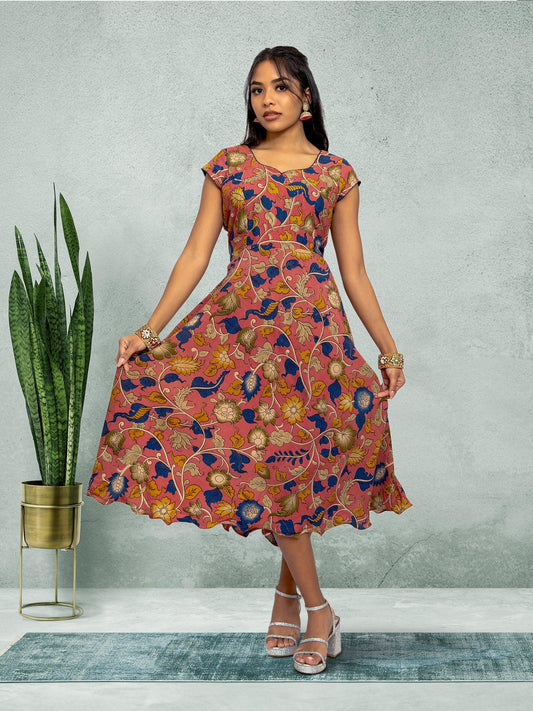 Pink Knee Length Dress - Chic Fusion Style | casual indian wear | indian wear usa  | indian clothing online usa | Indian Attire For Women | indian dress in usa online | Indian Dresses From India 