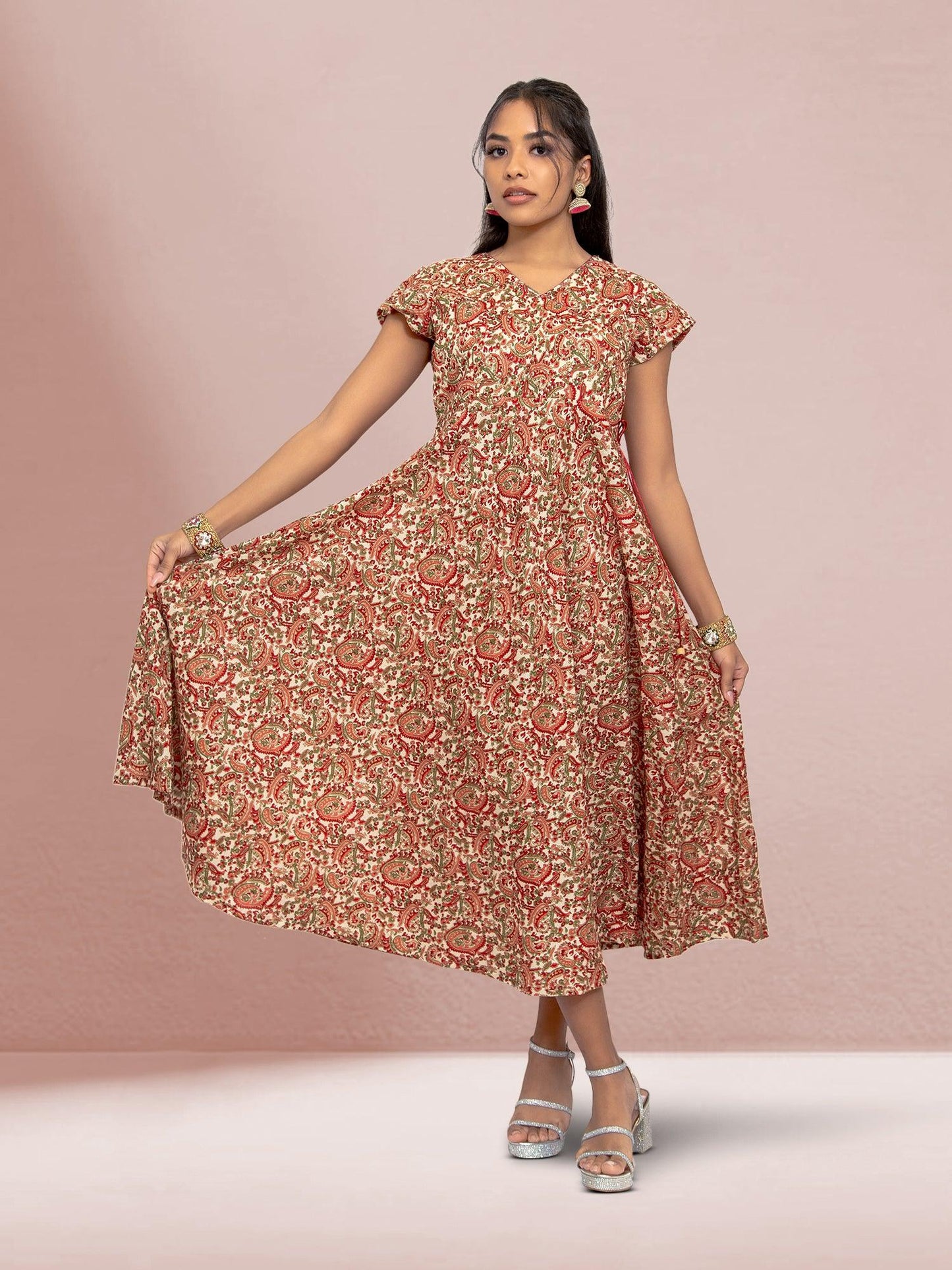 Red & Cream Dress | casual indian wear | indian wear usa  | indian clothing online usa | indian dress in usa online | Indian Ethnic Wear | Indian Dresses From India 