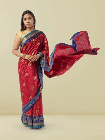 Red Pathani Print Crepe Saree | Paithani Saree | Sarees Online USA | Sarees From India | Indian Ethnic Wear