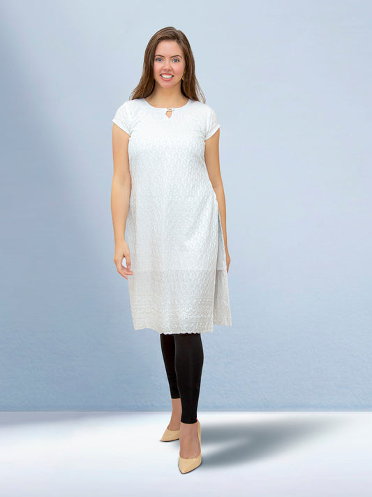 White Kurta with Chikankari Work from Tranquil Threads Collection | Muvvas Boutique