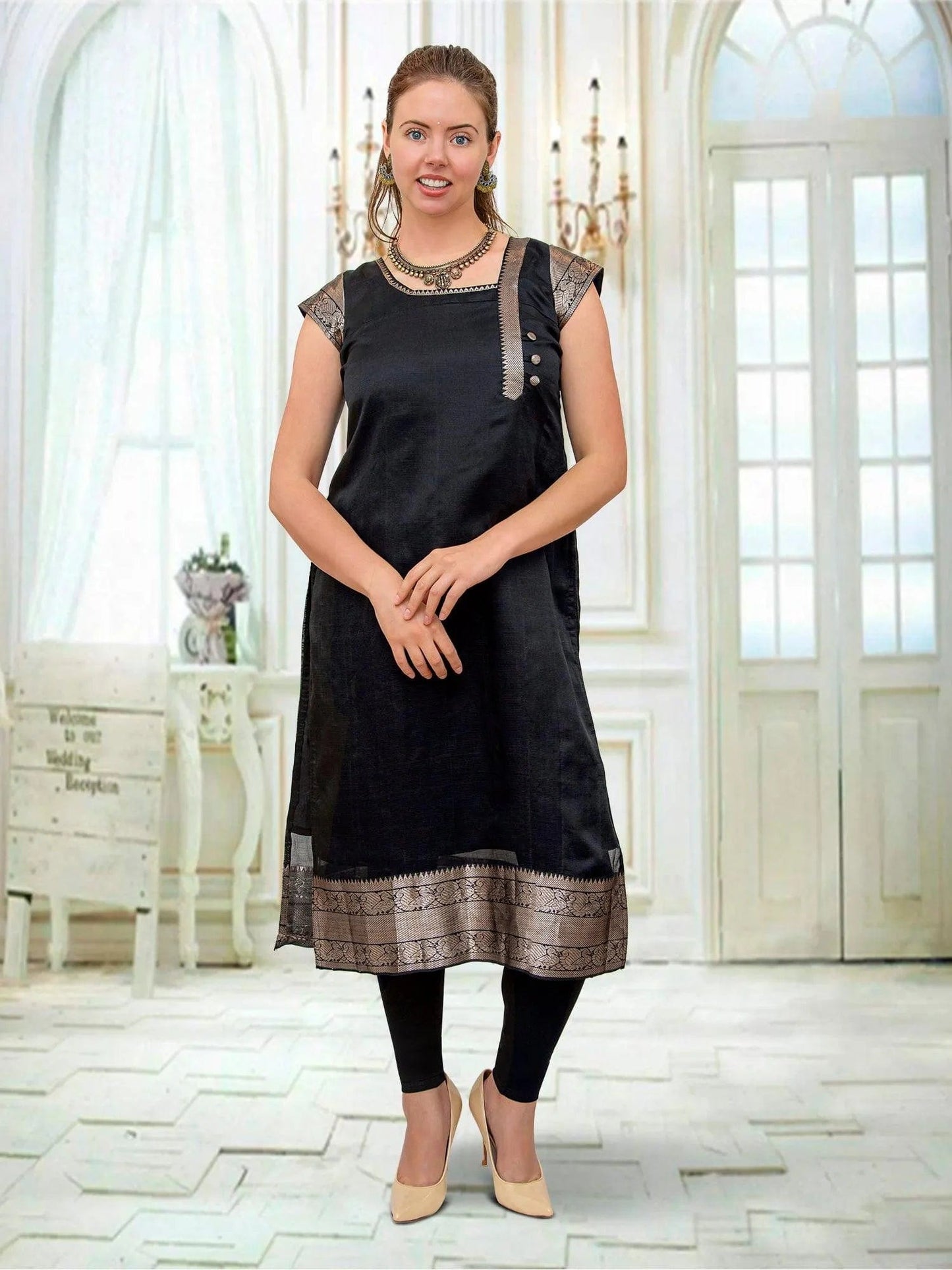 Black Silk Kurta | Indian Kurtis for Women | Indian Ethnic Wear | Mangalagiri silk | Indian Kurtas for Women | Indian Attire For Women | Tunics From India