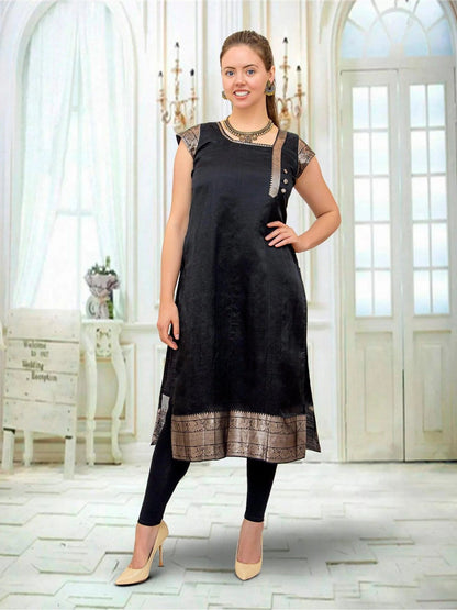 Black Silk Kurta | Indian Kurtis for Women | Indian Ethnic Wear | Mangalagiri silk | Indian Kurtas for Women | Indian Attire For Women | Tunics From India