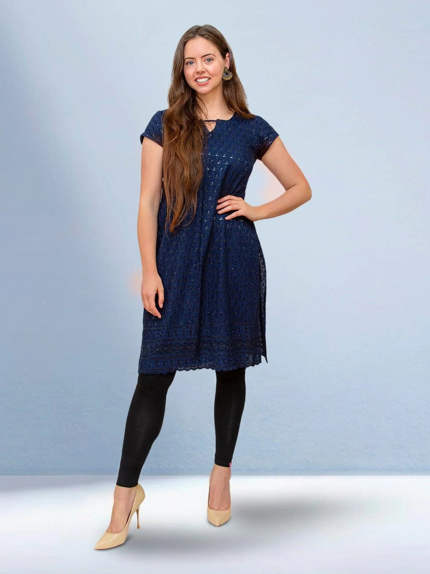 Dark Blue Kurta with Chikankari Work | Indian Kurtis for Women | Indian Ethnic Wear | Chikankari Kurti | Indian Kurtas for Women | Indian Attire For Women