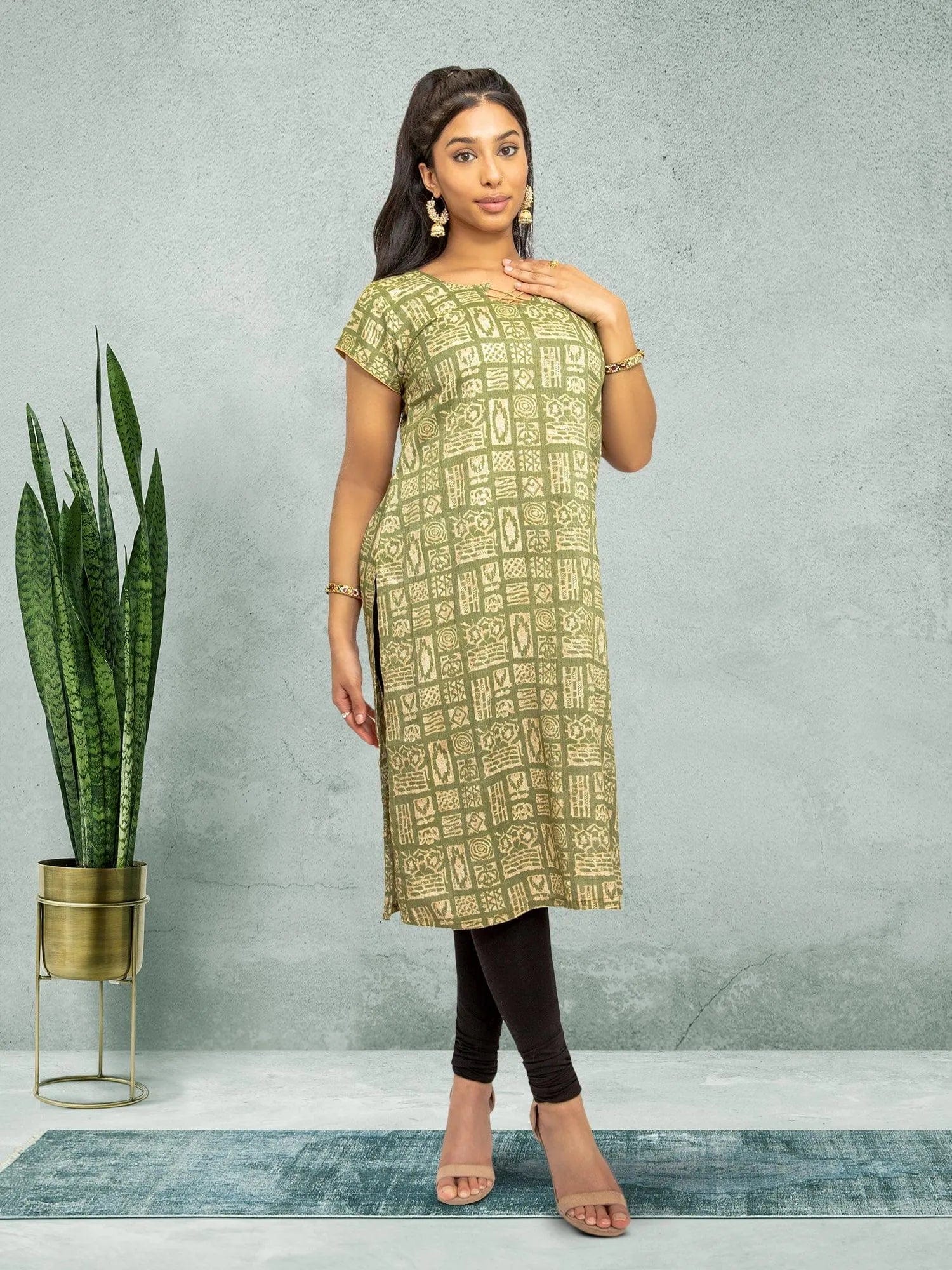 Green Printed Kurta | Indian Kurtis for Women | Indian Ethnic Wear | Indian Kurtas for Women | Indian Attire For Women | Casual Indian Wear