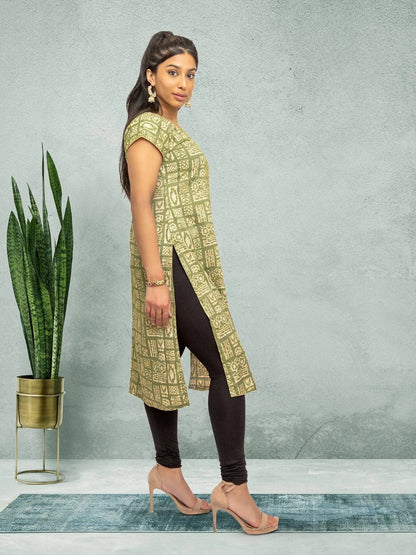 Green Printed Kurta | Indian Kurtis for Women | Indian Ethnic Wear | Indian Kurtas for Women | Indian Attire For Women | Casual Indian Wear