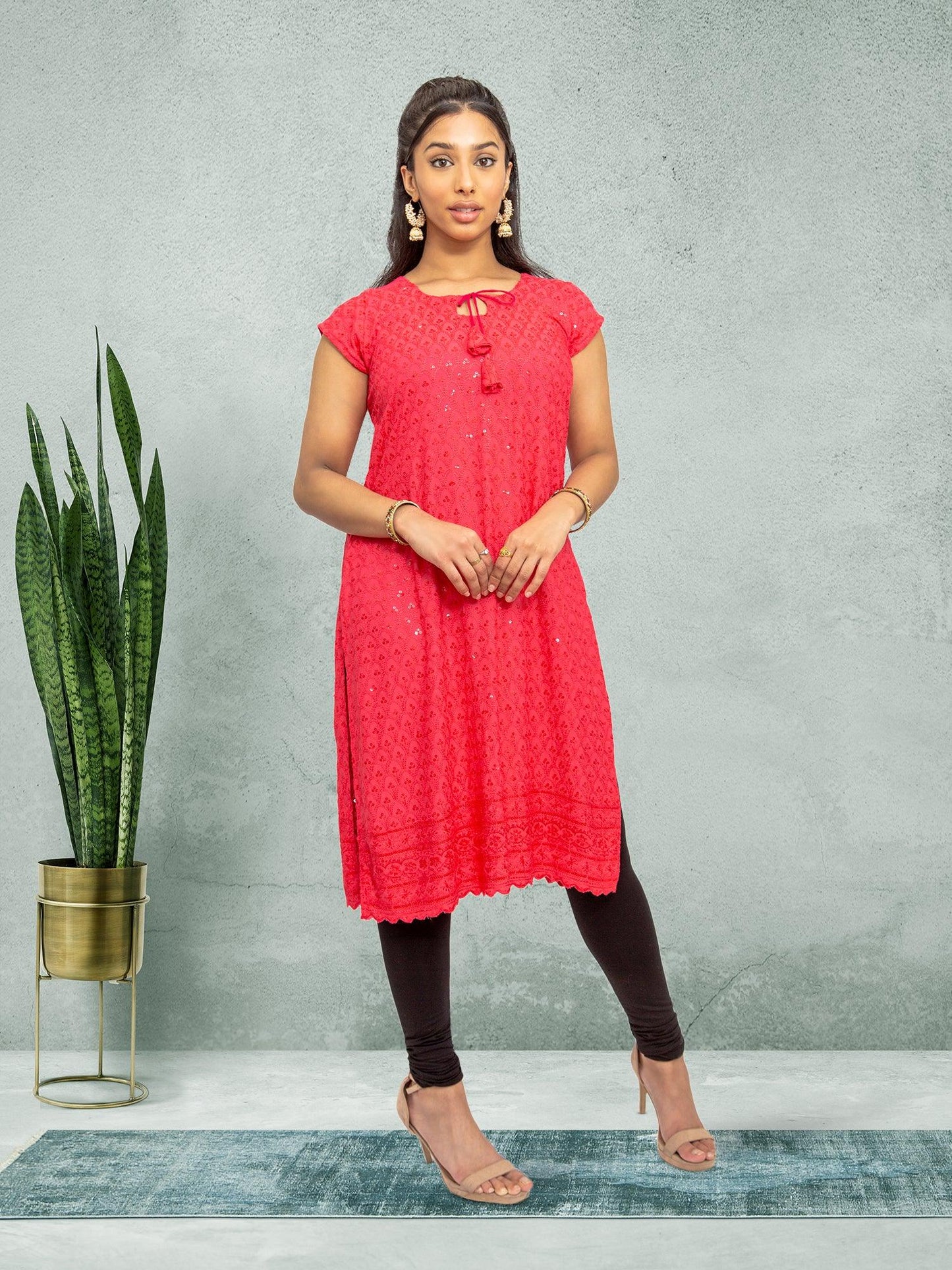 Pink Kurta With Chikankari Work  | Indian Kurtis for Women | Indian Ethnic Wear | Chikankari Kurti | Chikan Embroidery Kurti | Indian Kurtas for Women