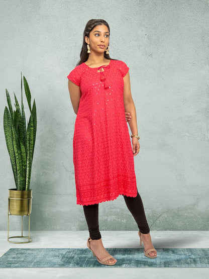 Red Printed Kurta | Indian Kurtis for Women | Indian Ethnic Wear | Kalankari Silk | Indian Dresses From India | Indian Kurtas for Women | Tunics From India