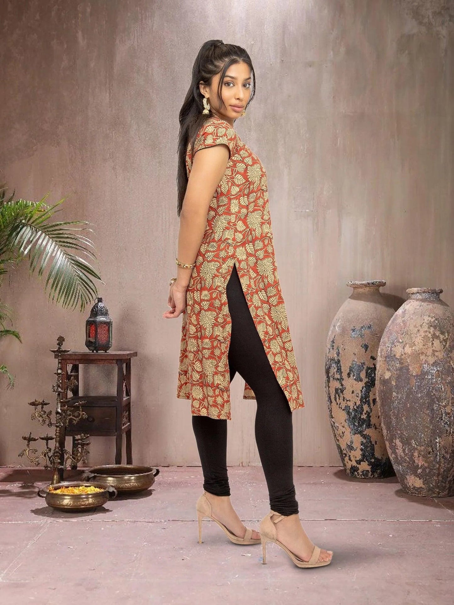 Red & Cream Printed Kurta | Indian Kurtis for Women | Cotton | Indian Ethnic Wear | Indian Kurtas for Women | Tunics From India | Indian Attire For Women