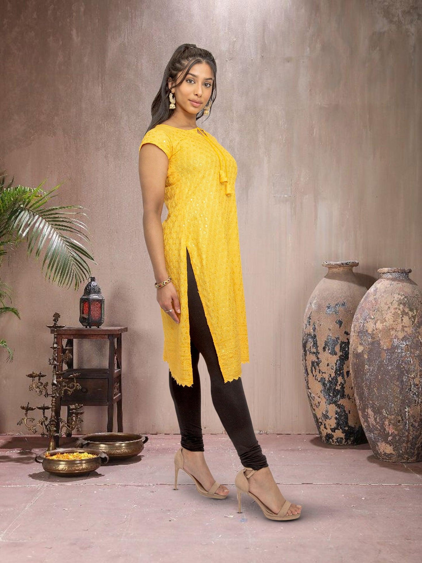 Yellow Kurta With Chikankari Work | Indian Kurtis for Women | Indian Ethnic Wear | Chikankari Kurti | Indian Dresses From India | Indian Kurtas for Women | Tunics From India