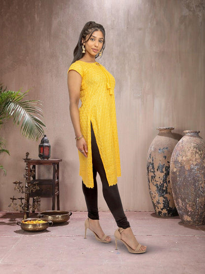 Yellow Kurta With Chikankari Work | Indian Kurtis for Women | Indian Ethnic Wear | Chikankari Kurti | Indian Dresses From India | Indian Kurtas for Women | Tunics From India